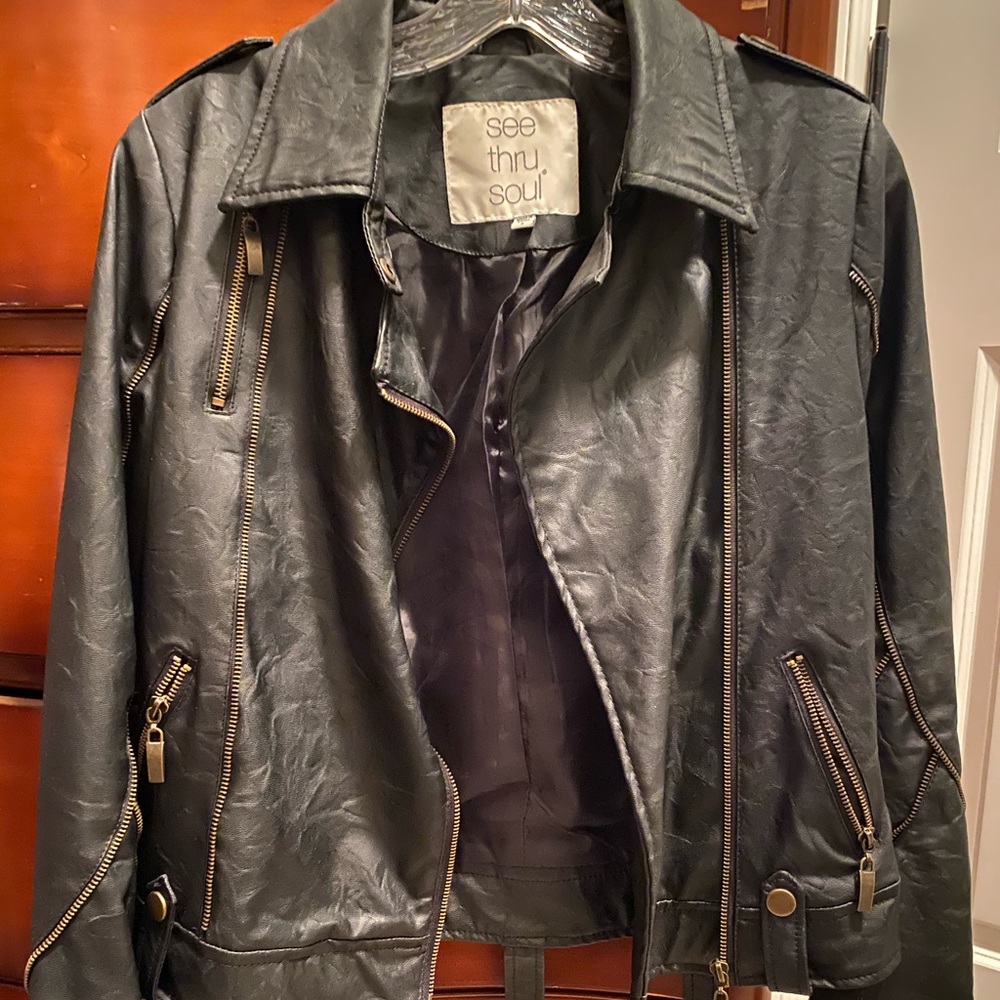 Black faux leather jacket